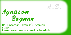 agapion bognar business card